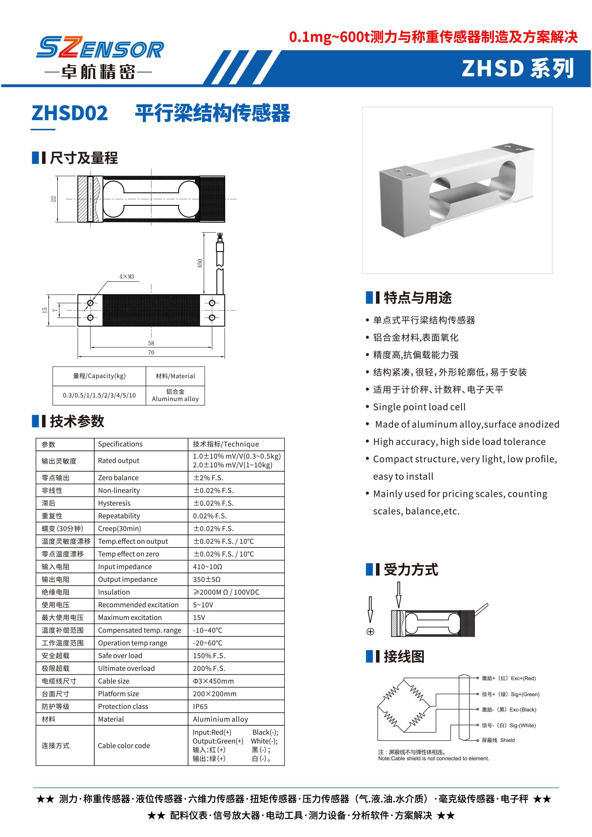 單點式平行梁結構傳感器 ZHSD02